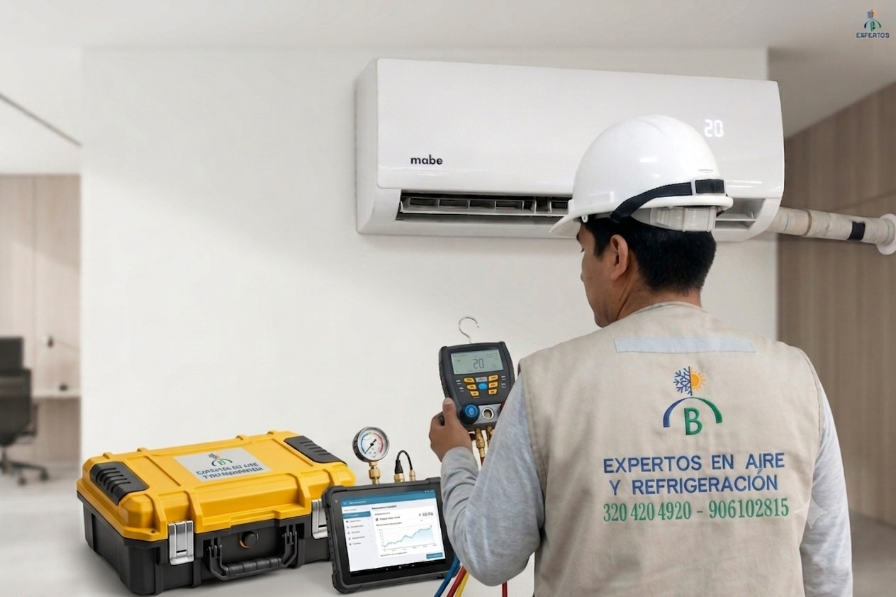 Técnico BerCool instalando un equipo de aire acondicionado